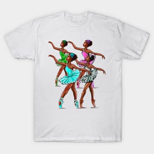 African American, Black ballerina girls with corn rows ballet dancing 9 ! black girl with Afro hair and dark brown skin wearing bright tutu. Love Ballet T-Shirt